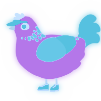 Vaporwave, a lavender and mint chicken with a neck-speckle pattern