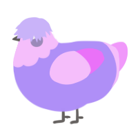 A lilac and lavender chicken with a head pattern