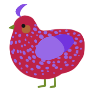 (unnamed), a crimson and blurple chicken with a speckle pattern