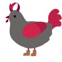 Sword, a grey and crimson chicken