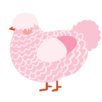 A rose chicken with a lace pattern