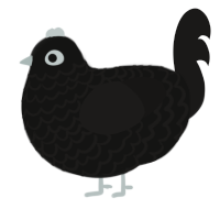 Paralysis, a black and sable chicken with a lace pattern