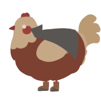 Sedrick, a russet and beige chicken with a head pattern