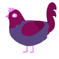 A overcast and wine chicken with a head pattern