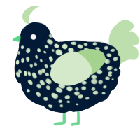 Glow in the Dark, a tumblr and gluppy chicken with a speckle pattern