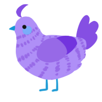 A lilac and blurple chicken with a bar pattern
