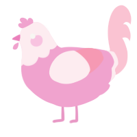 Veronica, a pink and rose chicken with a head pattern