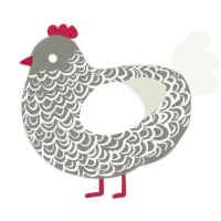 A ash and white chicken with a double-lace pattern