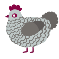 A silver and grey chicken with a lace pattern