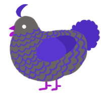 A grey and indigo chicken with a lace pattern