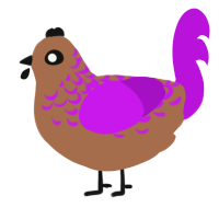Blinding Blizzard, a brown and amethyst chicken with a half-lace pattern