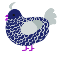 (unnamed), a navy and silver chicken with a lace pattern