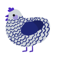 A mist and navy chicken with a lace pattern
