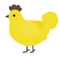 6queaky touey, a yellow chicken with a half-lace pattern