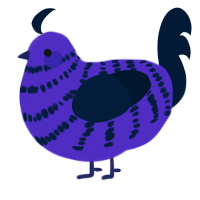 A indigo and tumblr chicken with a bar pattern