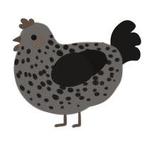 neat number, a grey and sable chicken with a speckle pattern