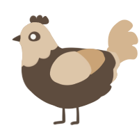 A bark and beige chicken with a head pattern