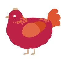 (unnamed), a crimson and vermilion chicken with a neck-speckle pattern