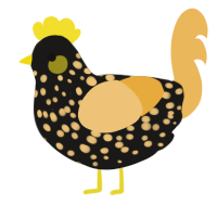 A sable and honey chicken with a speckle pattern