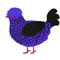 A indigo and sable chicken with a lace pattern
