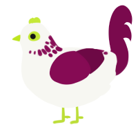 Poppyseed, a white and wine chicken with a neck-speckle pattern
