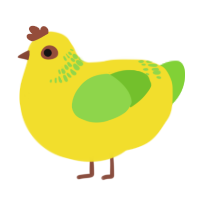 Banana, a yellow and grass chicken with a neck-band pattern