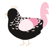 A sable and rose chicken with a half-lace pattern