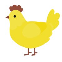 Rubber Ducky, a yellow chicken with a head pattern