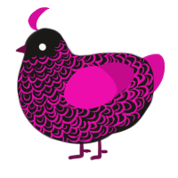 (unnamed), a sable and fuchsia chicken with a double-lace pattern