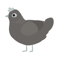 sad-, a grey chicken with a neck-speckle pattern