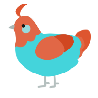 (unnamed), a aqua and vermilion chicken with a head pattern