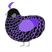 A black and blurple chicken with a lace pattern