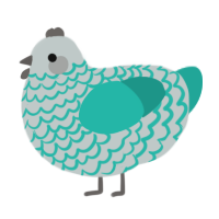 (unnamed), a silver and turquoise chicken with a lace pattern