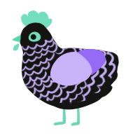 A black and lilac chicken with a lace pattern