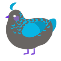 march, a grey and cerulean chicken with a half-lace pattern