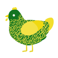Sanpellegrino, a leaf and yellow chicken with a double-lace pattern