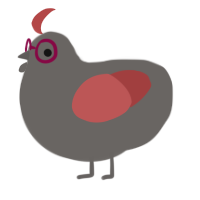 A grey and red chicken