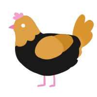 Project Jet, a sable and orange chicken with a head pattern