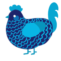 Cerulean YXX, a navy and cerulean chicken with a lace pattern