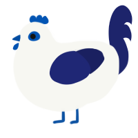 A white and navy chicken