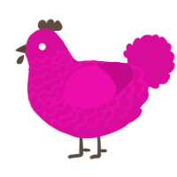 A fuchsia chicken with a lace pattern
