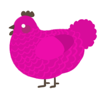 Evil Chicken, a fuchsia chicken with a lace pattern