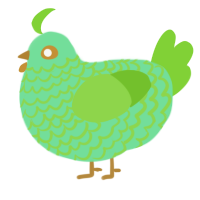 A spring and grass chicken with a lace pattern
