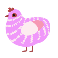 A lavender and rose chicken with a bar pattern