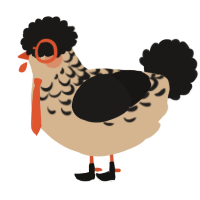 Gekko, a beige and sable chicken with a half-lace pattern