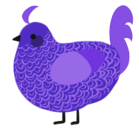 A indigo and blurple chicken with a double-lace pattern