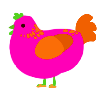 A amethyst and russet chicken with a neck-speckle pattern