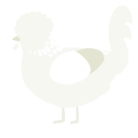 the inbetween, a white chicken with a neck-speckle pattern