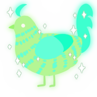 Glup glup, a gluppy and mint chicken with a bar pattern