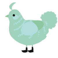 Christian Woman, a gluppy chicken with a half-bar pattern